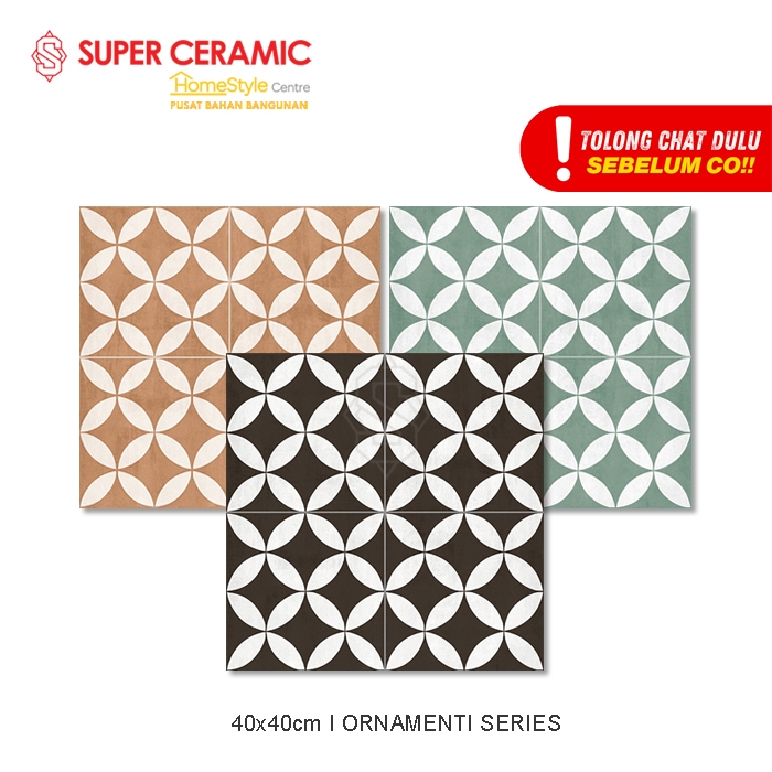MILAN 40x40cm Keramik Motif - ORNAMENTI BLACK / ORNAMENTI BROWN / ORNAMENTI GREEN