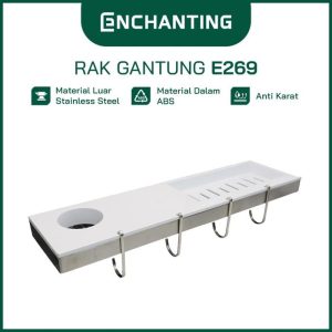 ENCHANTING Rak Gantung Dinding Minimalis Tebal & Anti Karat 4 Hook Europe E269