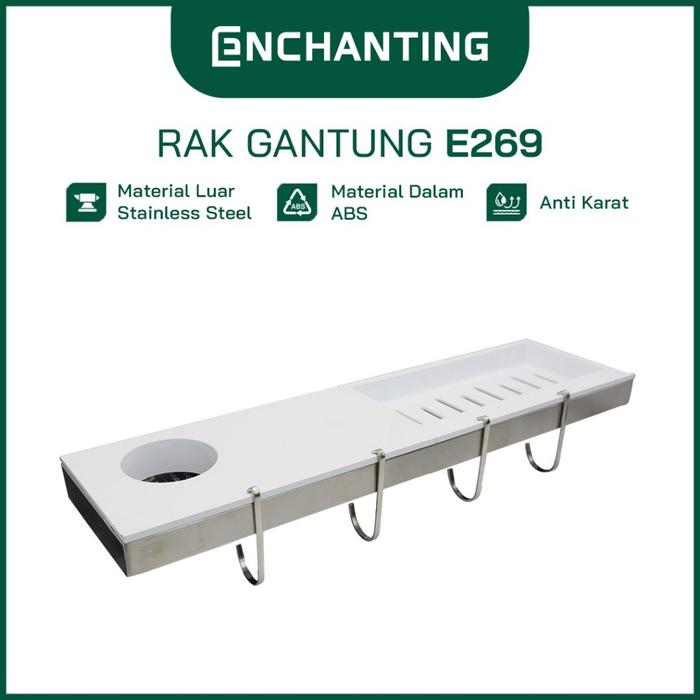 ENCHANTING Rak Gantung Dinding Minimalis Tebal & Anti Karat 4 Hook Europe E269